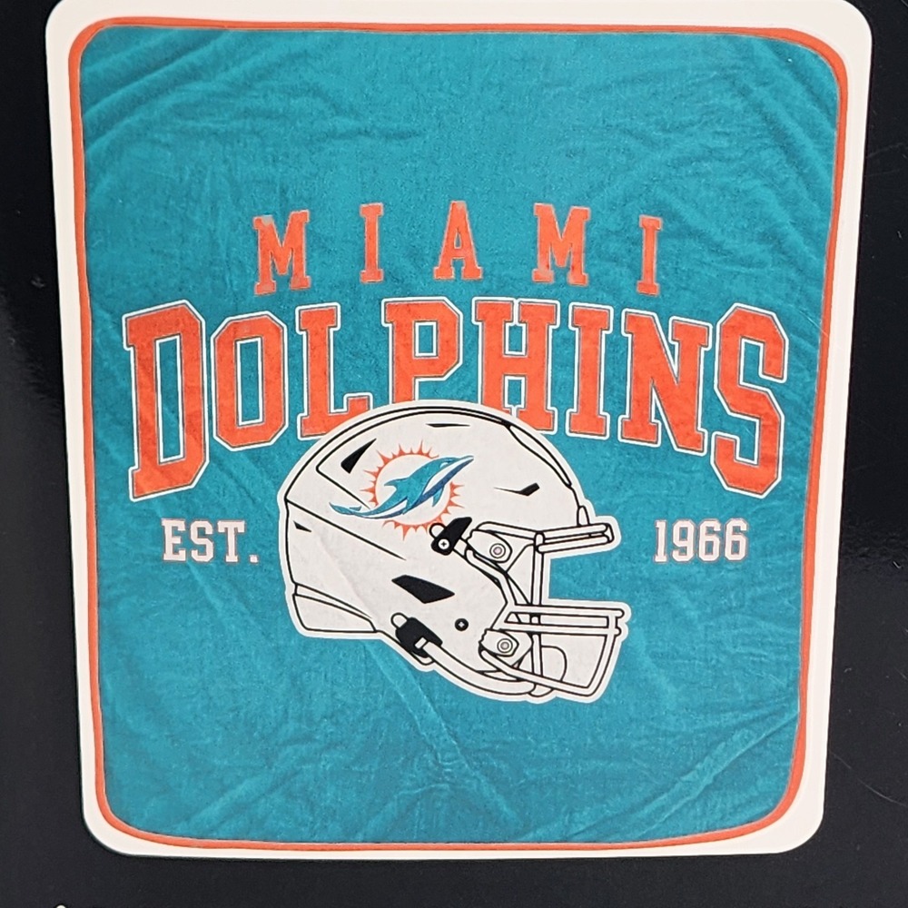 Miami Dolphins NFL Ultra Soft Tailgate Throw 50x60 Pegasus Binding Edge Blanket